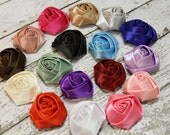 Satin Rolled Rosettes - Large 2 inch - set of 12 - YOU CHOOSE COLORS