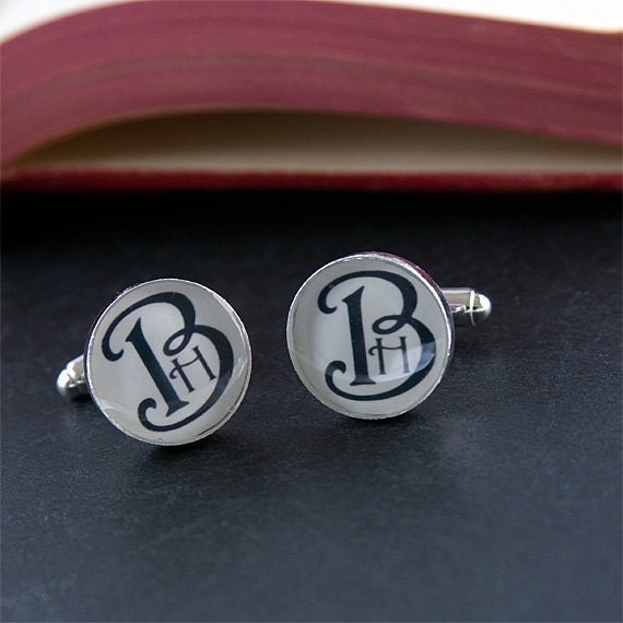 Wedding Cufflinks - Custom Monogram Personalized with Two Initials - Perfect for the Groom Graduate or Fathers Day