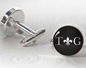 Fleur de Lis Cufflinks - Personalized with Two Initials - Perfect for the Groom Graduation or Fathers Day