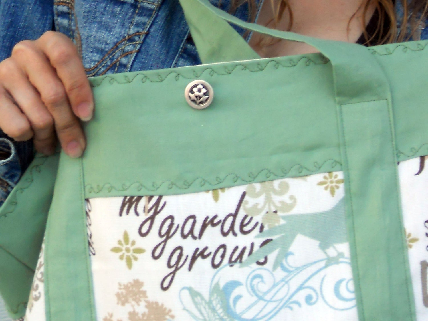 Large summer beach tote bag/ shoulder bag in garden theme