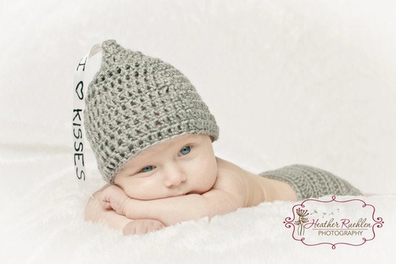 Crochet Baby Hat Hershey's Kiss in Silver Valentine's Baby Photography Prop