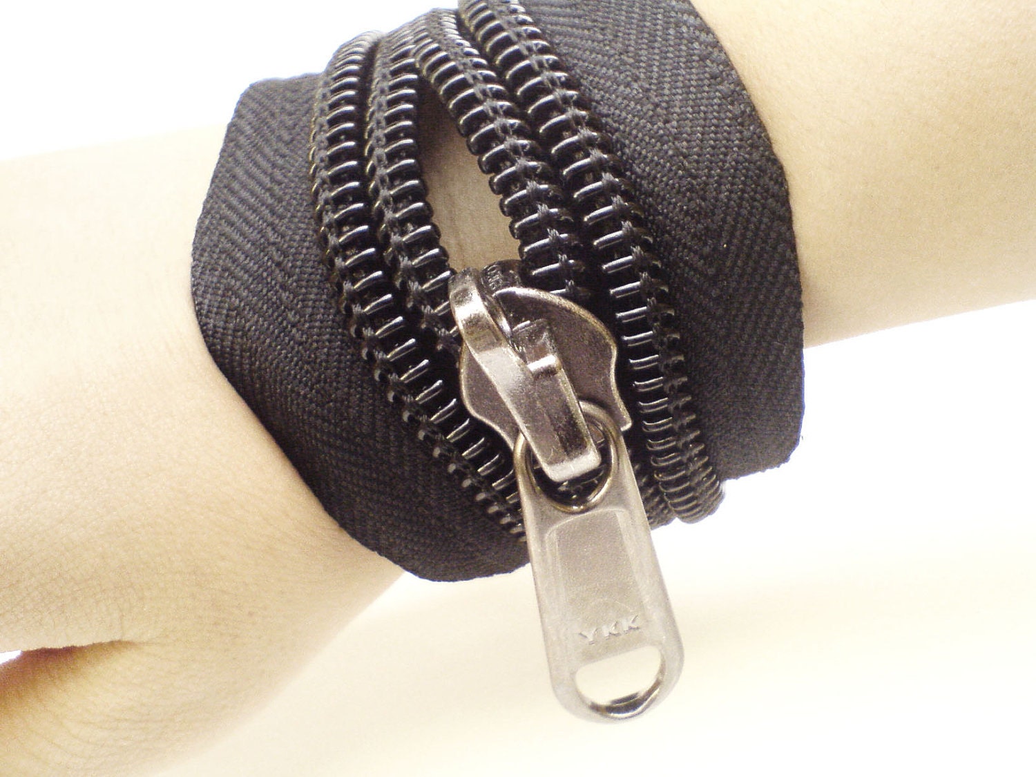 Handmade Cuff bracelets men's wristband, men's cuff, modern ykk zipper jewelry design gift for him Spring break & Resort.
