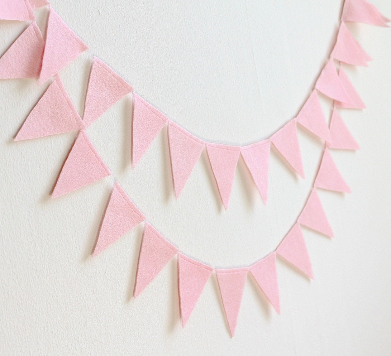 Pink Mini Felt Bunting Garland (6 feet) - Kid's room decor, Baby's Nursery Decor, Girl Baby Shower, Birthday Party Decoration (Handmade)