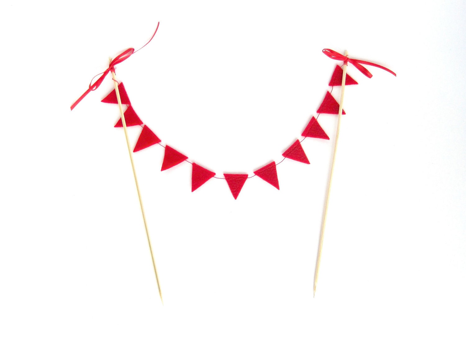 Cake Topper Cake Bunting in Red Felt - Kids' Birthday Cake, Bride and Groom Wedding Cake, Mini Cake bunting (Handmade)