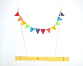 Rainbow Cake Topper Cake Bunting - for Kids' Birthday Cake, Wedding Cake, Rainbow birthday party, multicolor mini bunting  (Handmade)