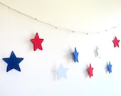 Red white blue stars garland, July 4th red blue banner, Memorial day Patriotic decor,  photo prop - AntnFrog