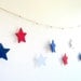 Red white blue stars garland, July 4th red blue banner, Memorial day Patriotic decor,  photo prop
