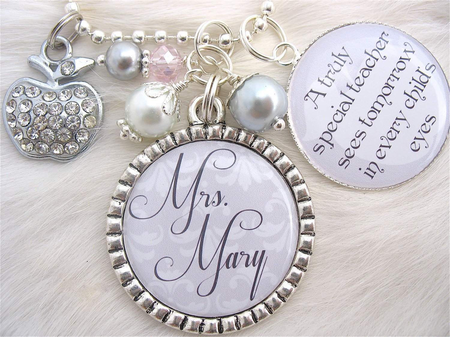 TEACHER GIFT Personalized Bottle cap Pendant  Keychain Necklace, Teacher Appreciation, Inspirational Quote, Teacher thank you