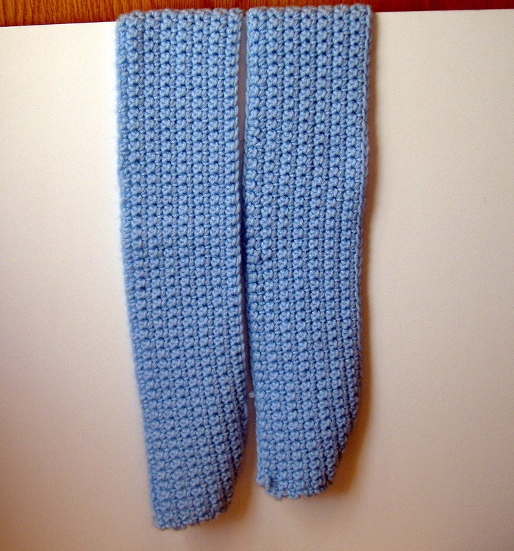 Light Blue Crochet Winter Scarf (64 inches long)