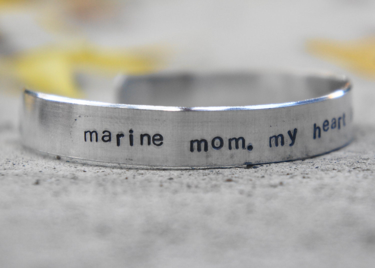 Military mom bracelet. My heart is on the line. usmc navy army usaf