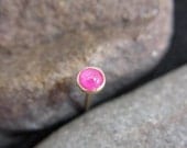 14k solid gold with Genuine Pink Tourmaline bezel set nose screw