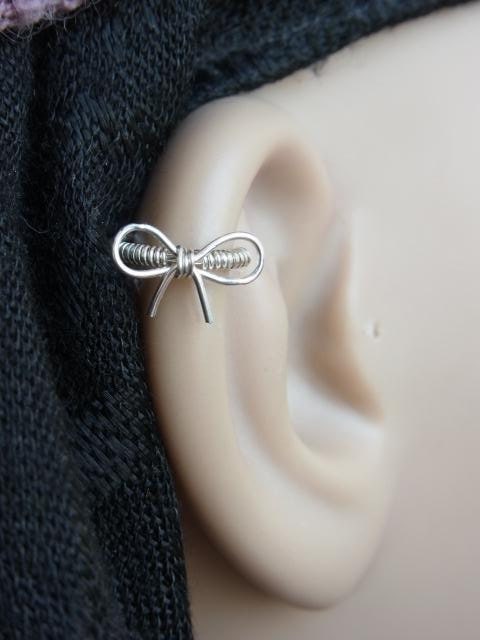 around charm earring Hoop Piercing  Helix wrap cross