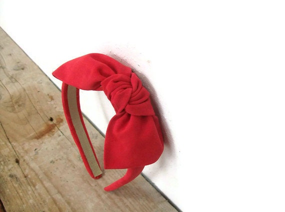 Coral suede bow headband
