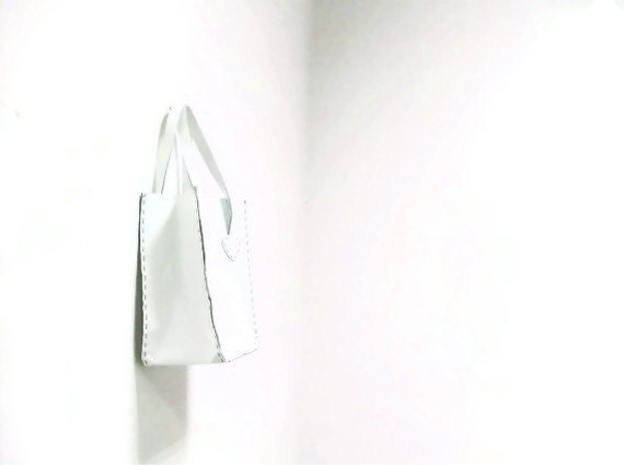 White patent leather mini shopper tote bag