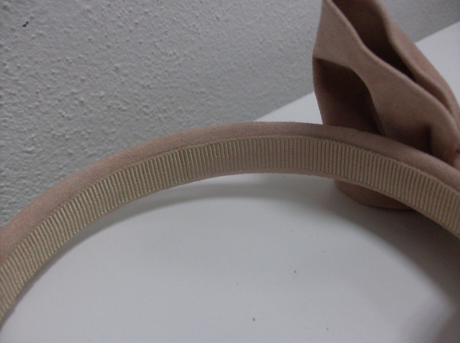 Pastel pink suede bow headband- Unique