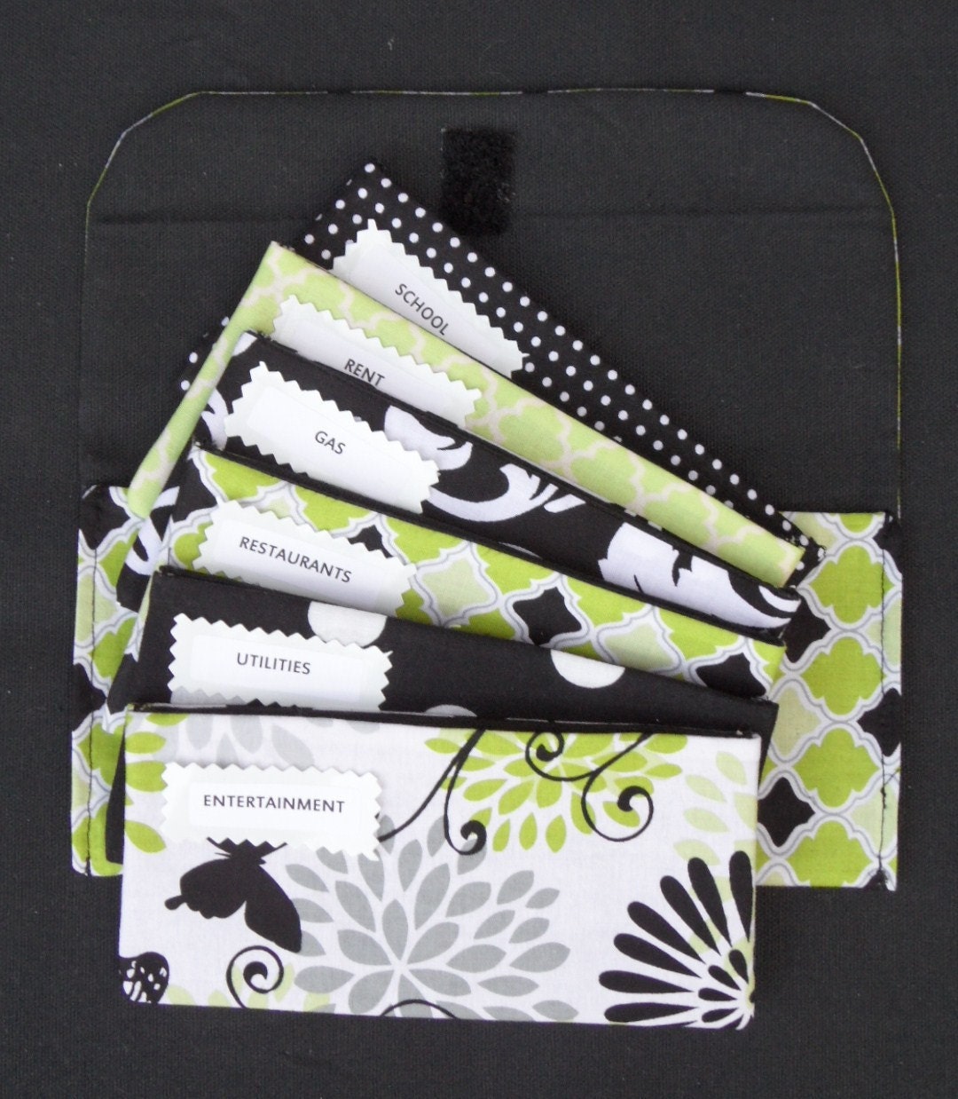 CASH ENVELOPES SYSTEM, Budget System, Clutch and Coin Pouch - Lime Diamonds (It can be used with the Dave Ramsey system)