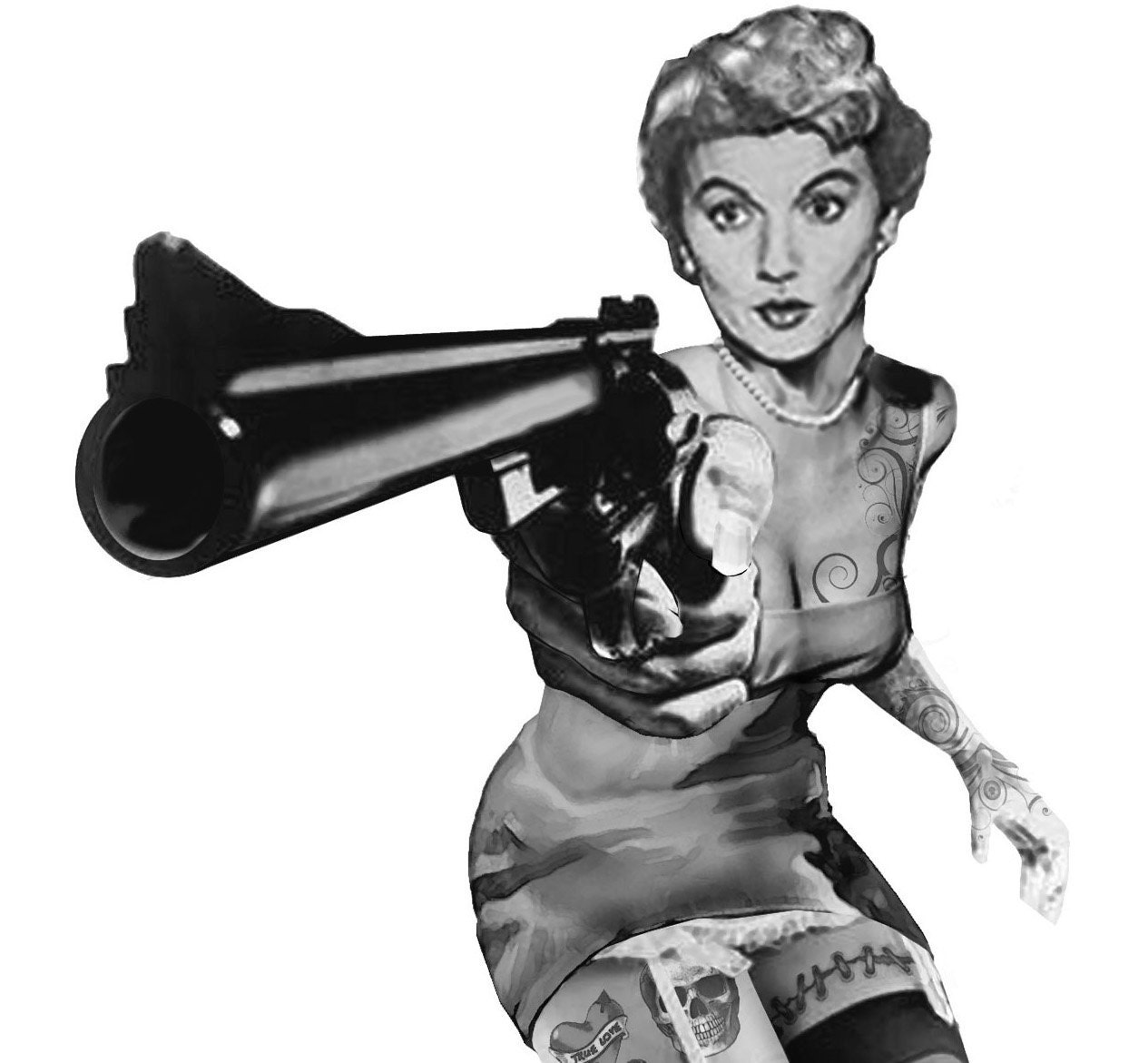 Retro Vintage Pinup Womens T-shirt June's Got a Gun Tee Shirt Sizes S  M  L  XL  XXL