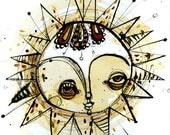 Sun is shining 01 (print of an original ink and watercolor illustration)