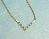 Vintage Avon Emerald Rhinestone Chevron Shaped Necklace Signed