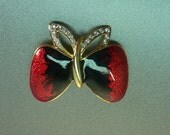 Red and Black Enamelled Butterfly Pin