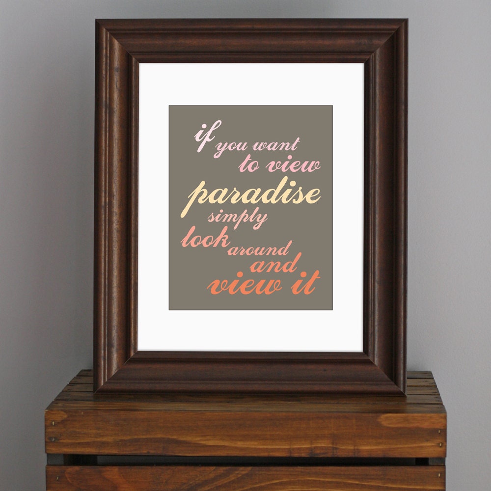 Typography Inspirational Art Print - Pure Imagination Willy Wonka quote - shades of orange and pink - bright home decor - 8 x 10