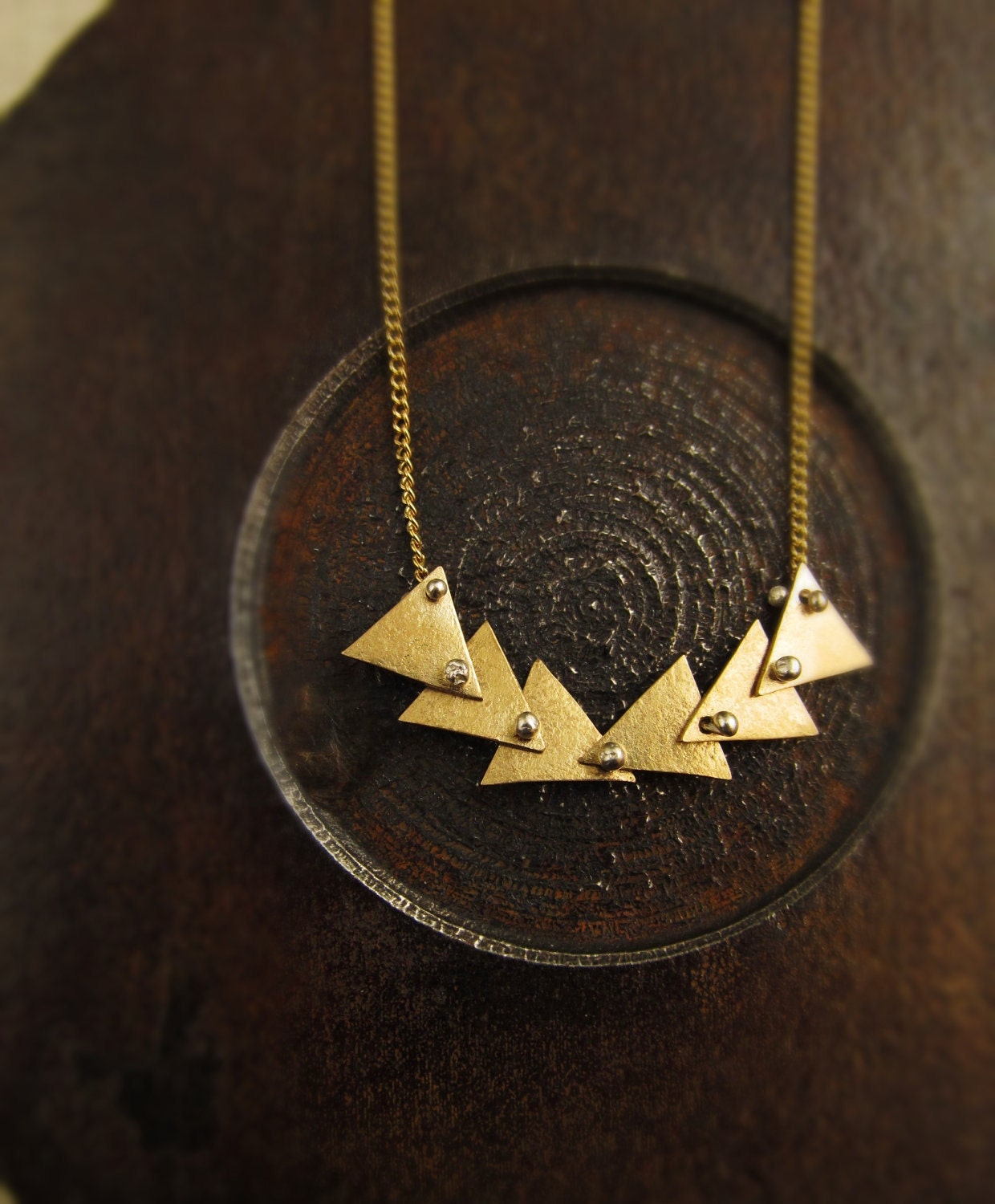follow necklace triangles in 14k gold filled