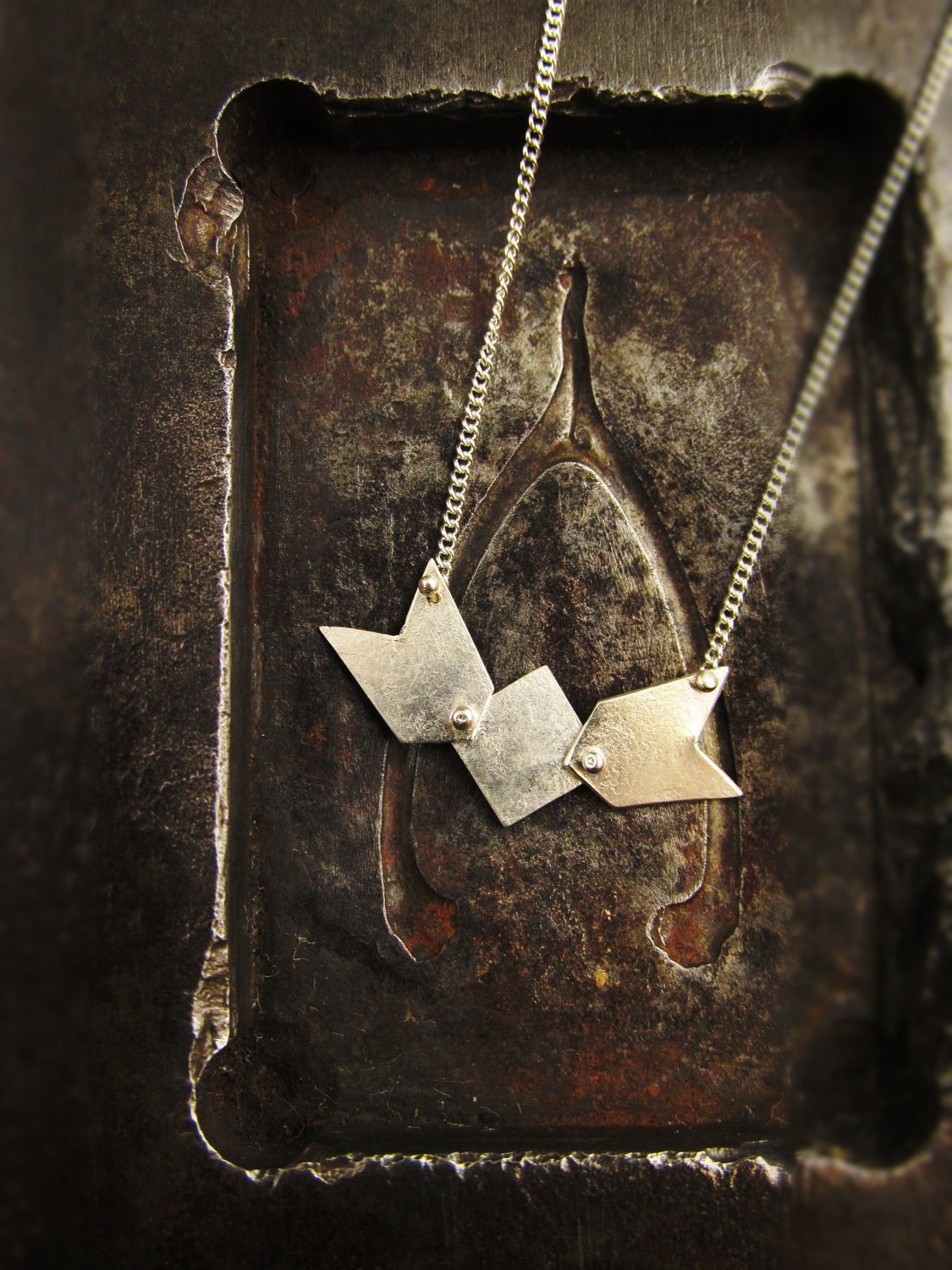 peyote necklace in sterling silver