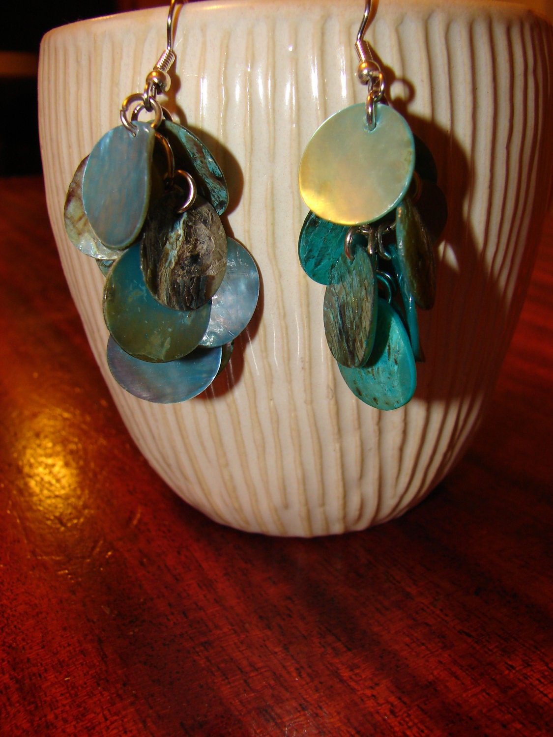 Pierced Earrings Mediterranean Blue Shell Clusters