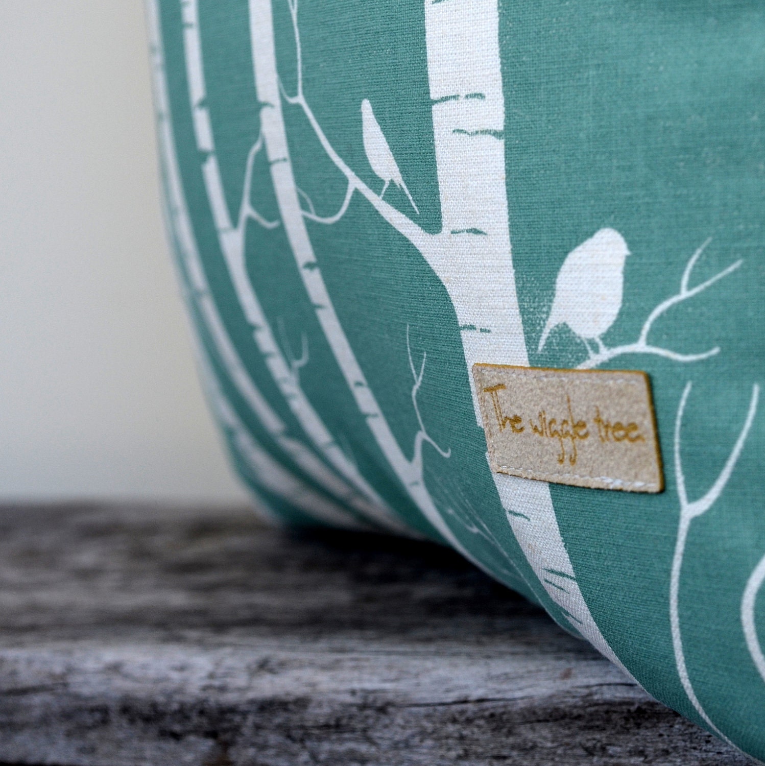 Birch Forest - Organic cotton screen printed cushion cover in aqua.