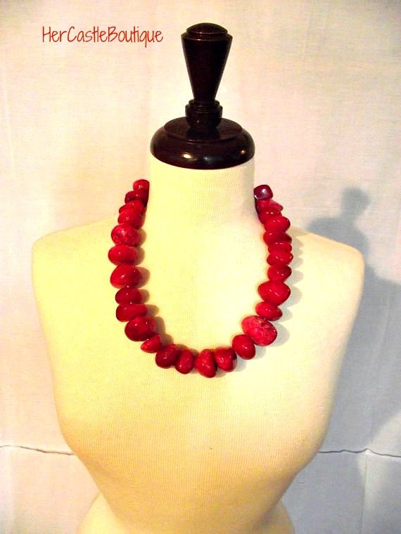 Crimson Red Stone Necklace