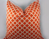 Decorative Pillow Cushion Cover - Accent Pillow - Throw Pillow - Indoor Outdoor - Hockley Mandarin, Orange, White, Khaki - 20 x 20 Inch