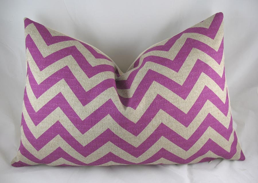 Pink berry Chevron Decorative Pillow Cushion Covers - Accent Pillow - Throw Pillow - Lumbar - Zigzag - 12 x 18