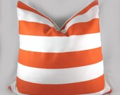 Decorative Pillow Cushion Covers - Accent Pillow - Throw Pillow - Orange Awning Stripes - Indoor Outdoor - 18 x 18