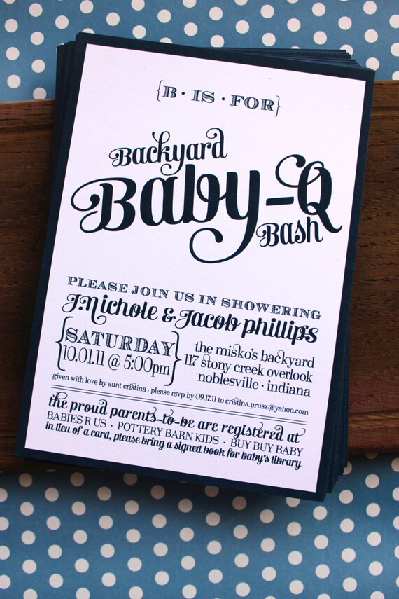 Backyard Baby-Q Bash Shower Invitations - Available in Blue, Green and Coral - PRINTABLE Il_570xn