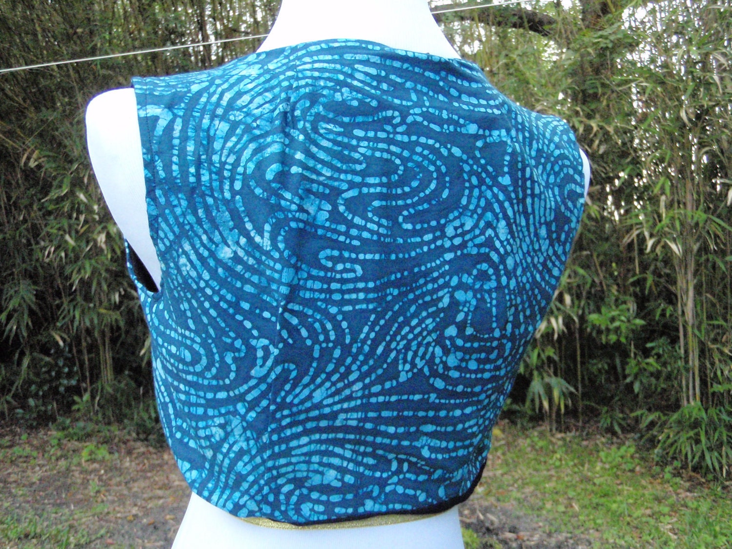 Bellydance Fusion Blue Batik Gypsy Tribal Costuming Vest small