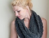 The Chunky Cowl Scarf Shawl Hood - Charcoal Grey Slate