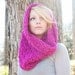 The Chunky Cowl Scarf Shawl Hood - Hot Pink Fushia