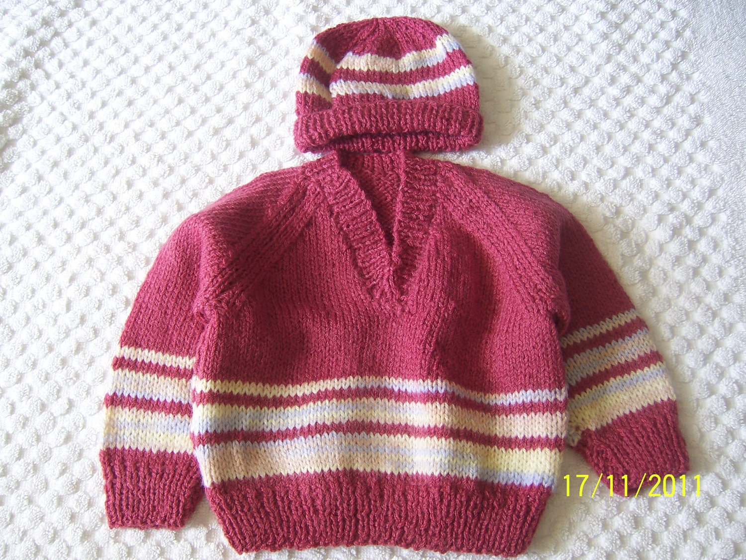 Hand Knitted Baby Sweater & hat