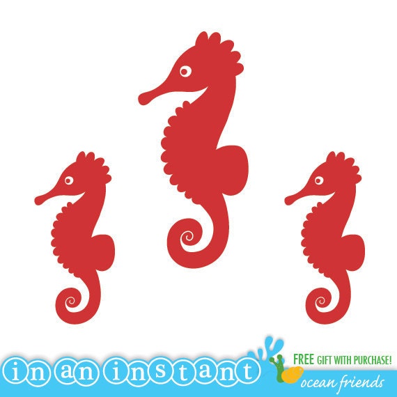 Seahorse Vinyl Wall Decal for an Under the Sea or Ocean Nursery, Kids, Childrens Room