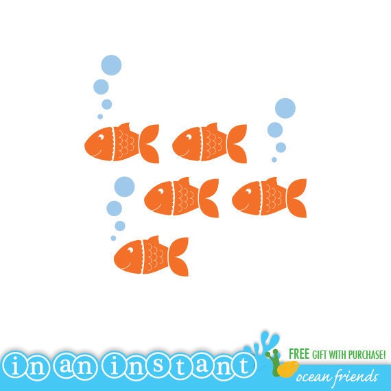 Fish Vinyl Wall Decal for an Under the Sea or Ocean Nursery, Kids, Childrens Room
