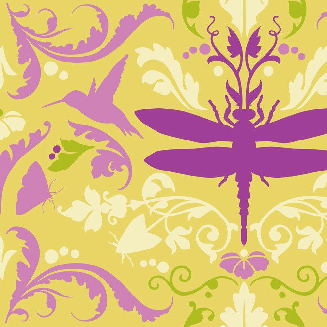 Dragonfly in Yellow by Jules Davis for Blend Fabrics