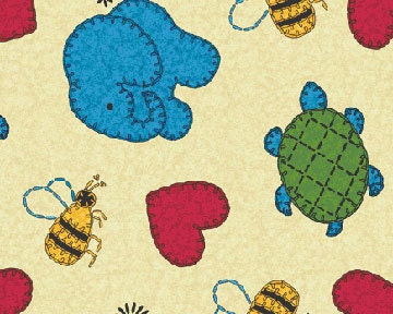 Animal Menagerie - Cream - Schoolhouse Fancy -  Benartex Fabric - Children's Novelty Fabric