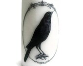 Raven Candle- Pillar Candle - Black Bird - Victorian Inspired
