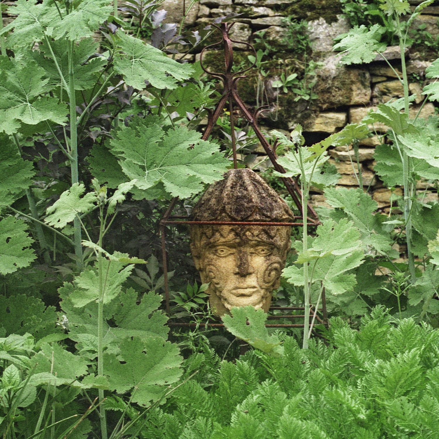 Garden Sculpture, Man's Head, Stone Bust, Rust, France