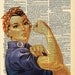 Rosie the Riveter Cultural American Icon 1942 Print on an Unframed Upcycled Bookpage
