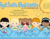 Pool Party Invitation- Swimming, Birthday, Boy, Girl, Digital, Custom