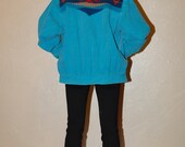 REDUCED  Vtg 80s Turquoise Denim Jacket with Southwestern Indian Blanket
