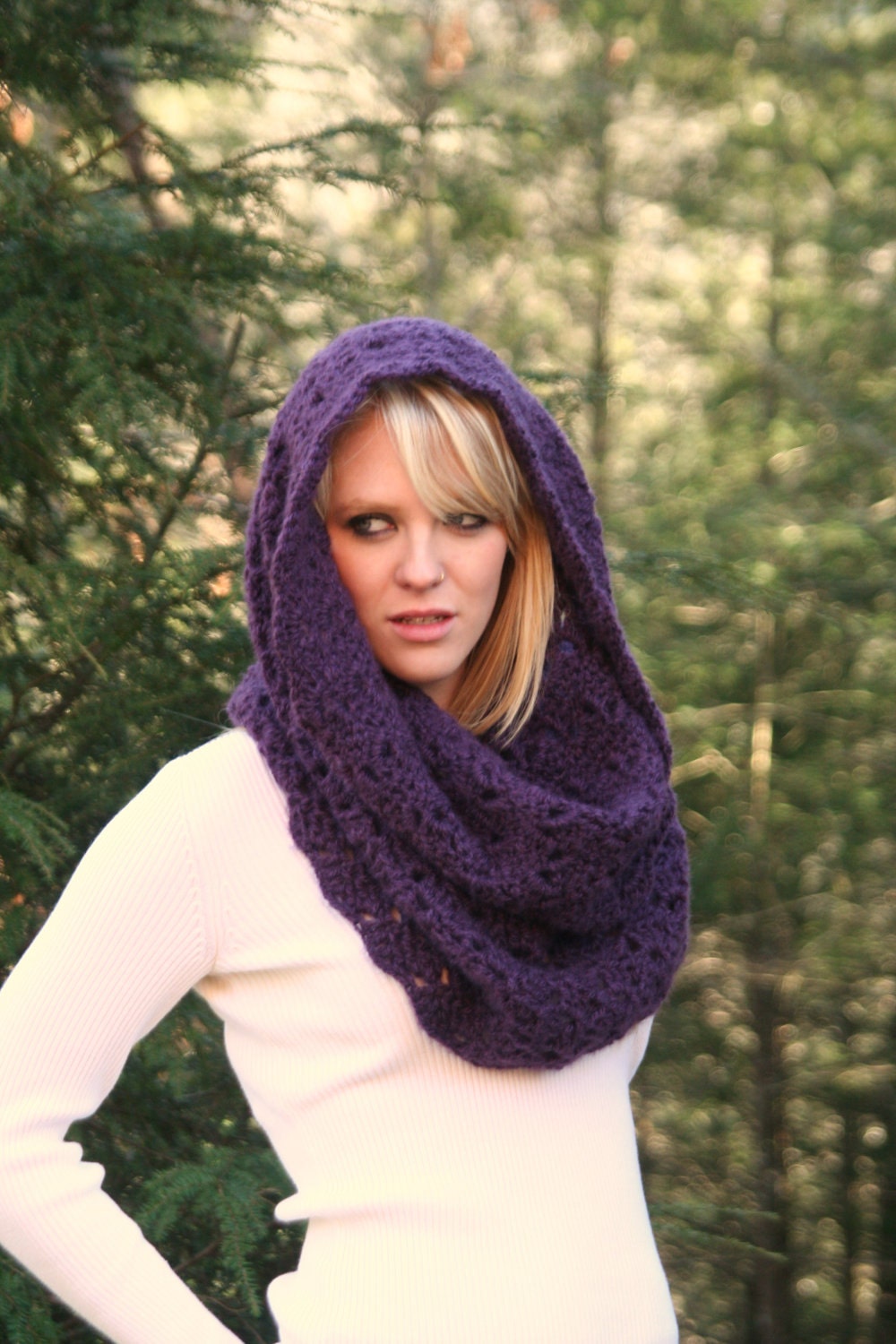 Chunky Cowl Scarf Snood / The Rochdale / Eggplant Purple
