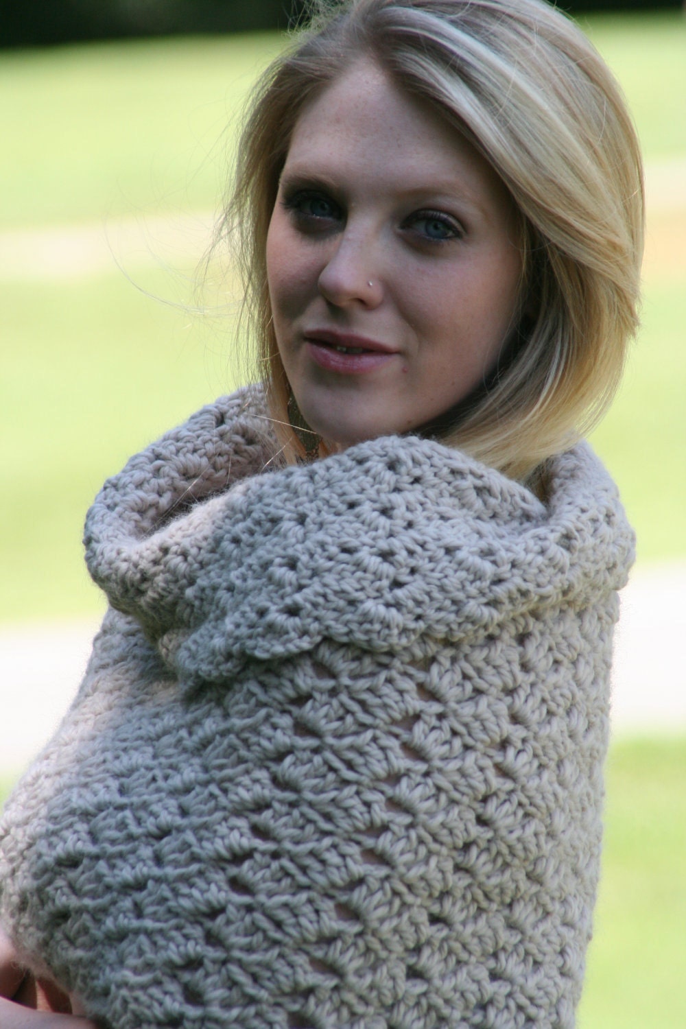 Alpaca Chunky Cowl Scarf Snood Scarf /The Playmouth/ in Beige