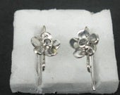 EWFMN55 - 925 Sterling Silver Flower Ear Wire with CZ